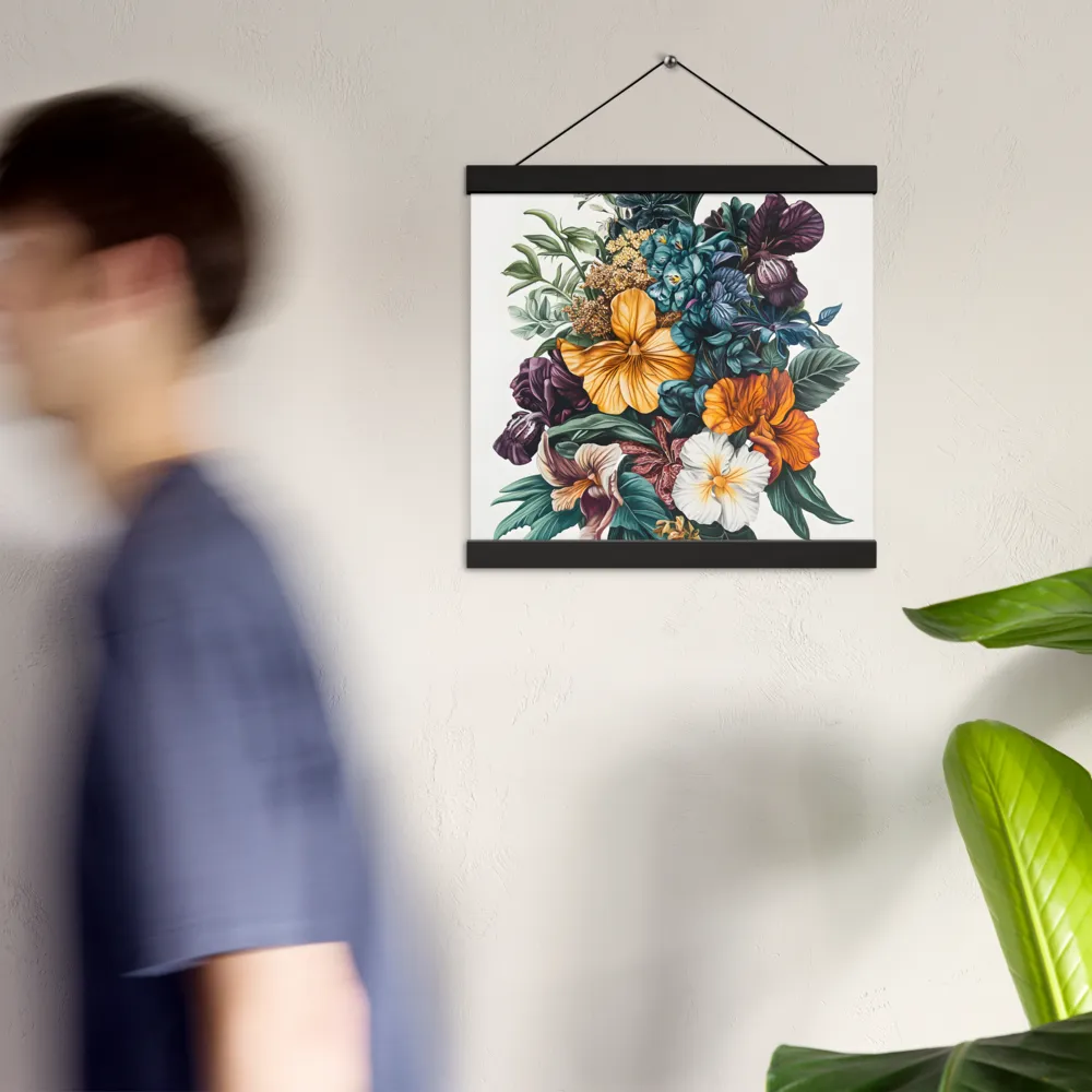Floral Symphony | Poster With Black Wood Hanger | 12″×12″