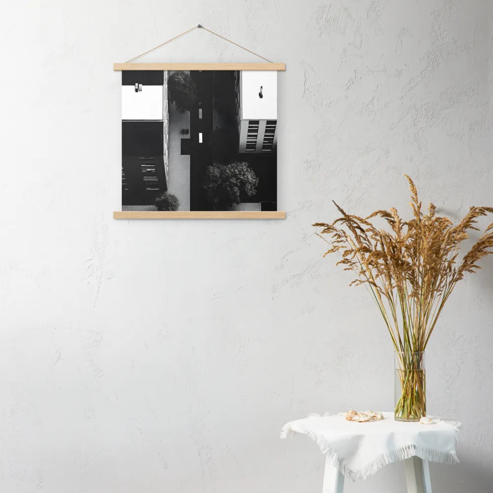 Urban Serenity from Above | Poster With Oak Wood Hanger | 18″×18″