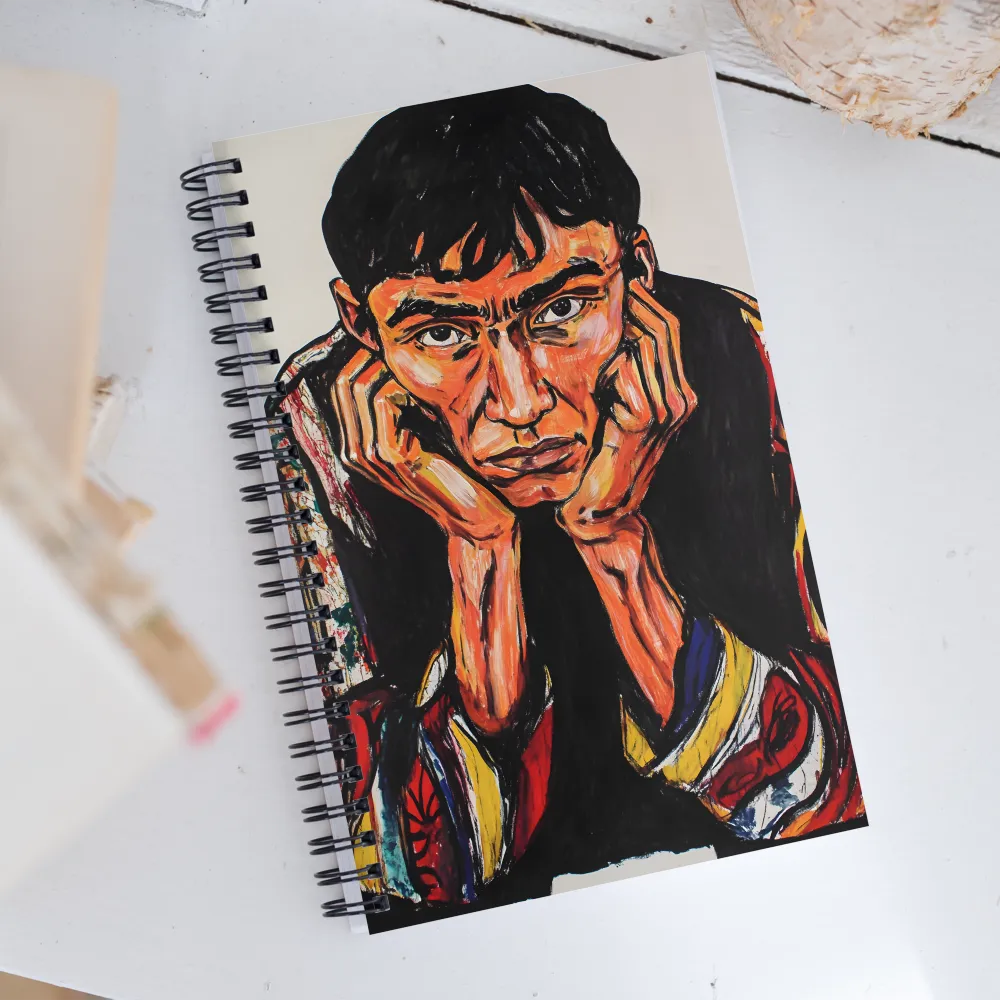 Contemplative Intensity: An Expressionist Portrait | Spiral Notebook