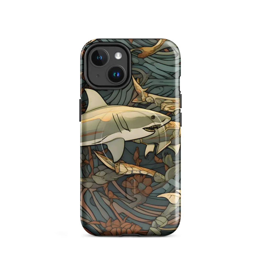 Dynamic Harmony of Sharks and Flora | Phone Case |  14 | MagSafe® Tough Case | Glossy