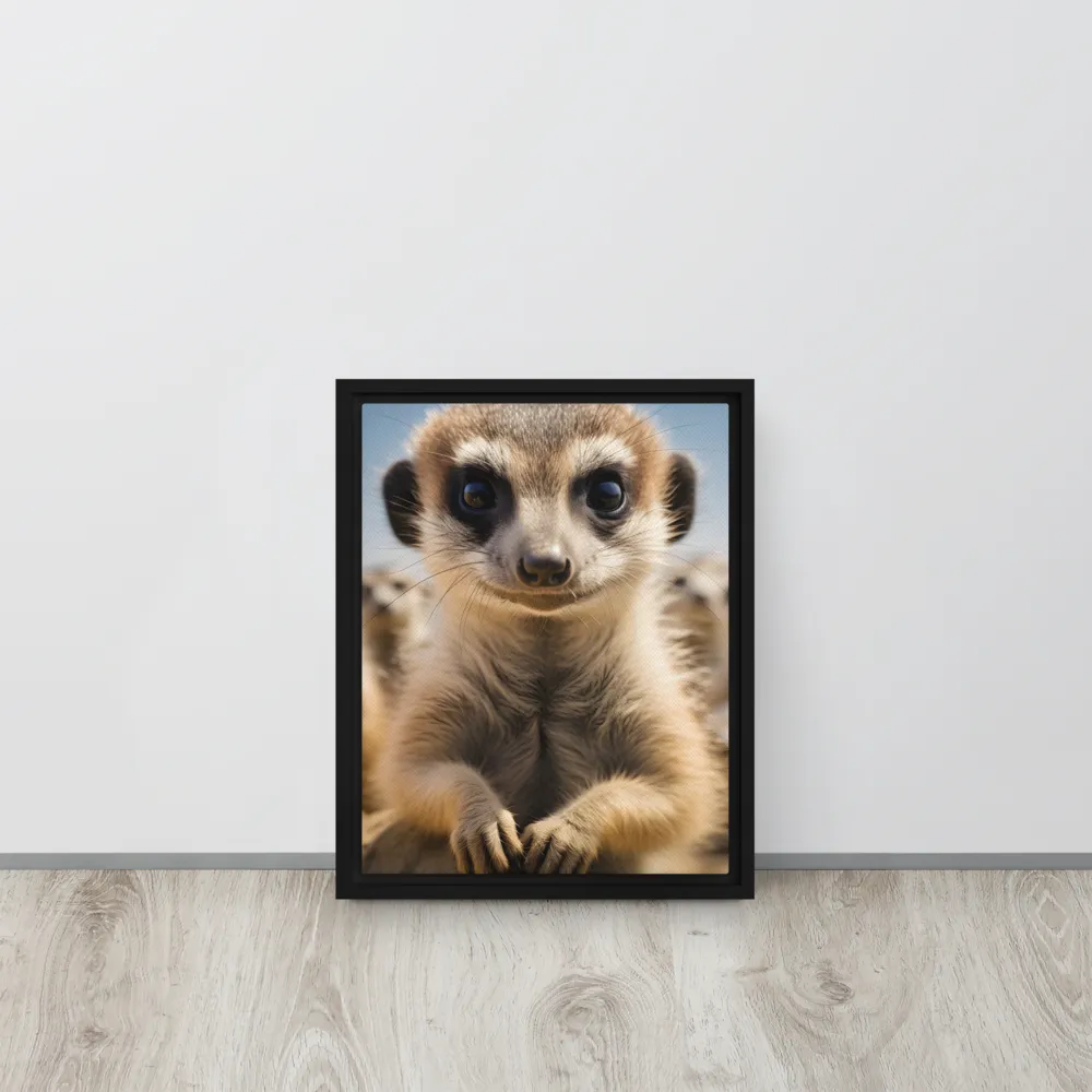 Curious Stance: The Meerkat's Gaze | Canvas with Black Frame | 11″×14″