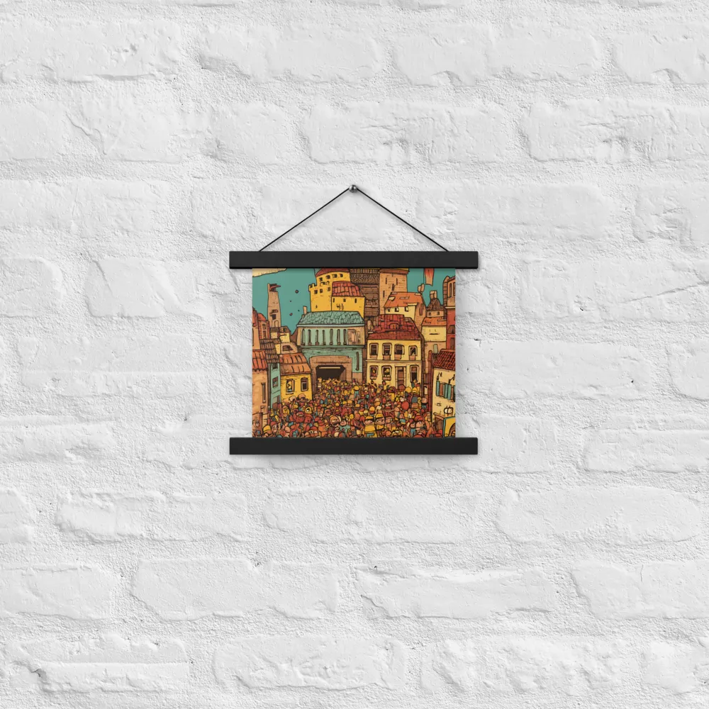 The Quirky City Gathering | Poster With Black Wood Hanger | 10″×10″