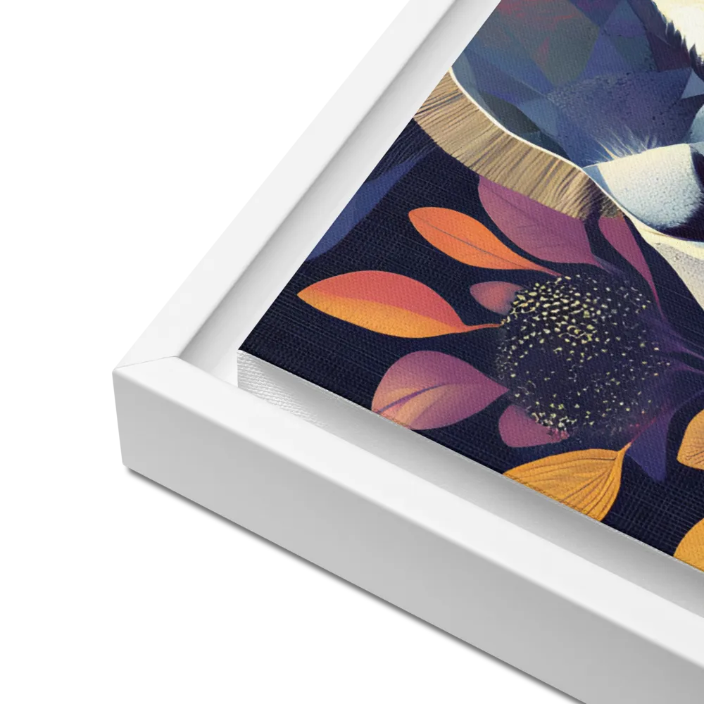 Ethereal Bunny: A Geometric Wonderland | Canvas with White Frame | 18″×24″
