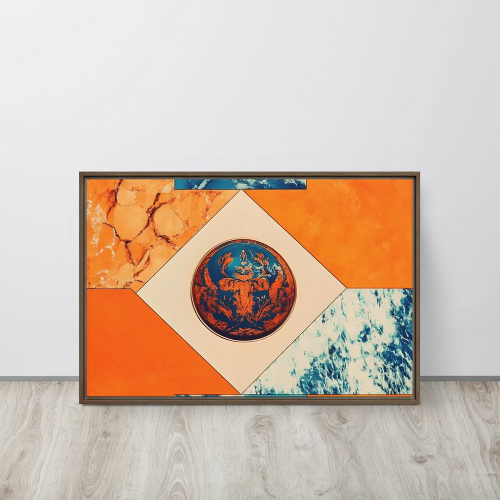 Harmonious Encounters: Abstract Geometry | Canvas with Brown Frame | 20″×30″