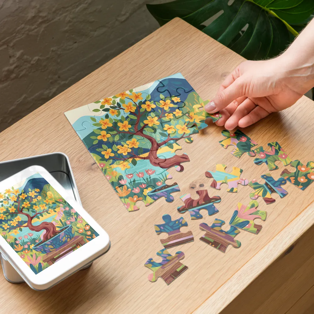 Blossoming Bonsai 
 Jigsaw Puzzle in Tin Box