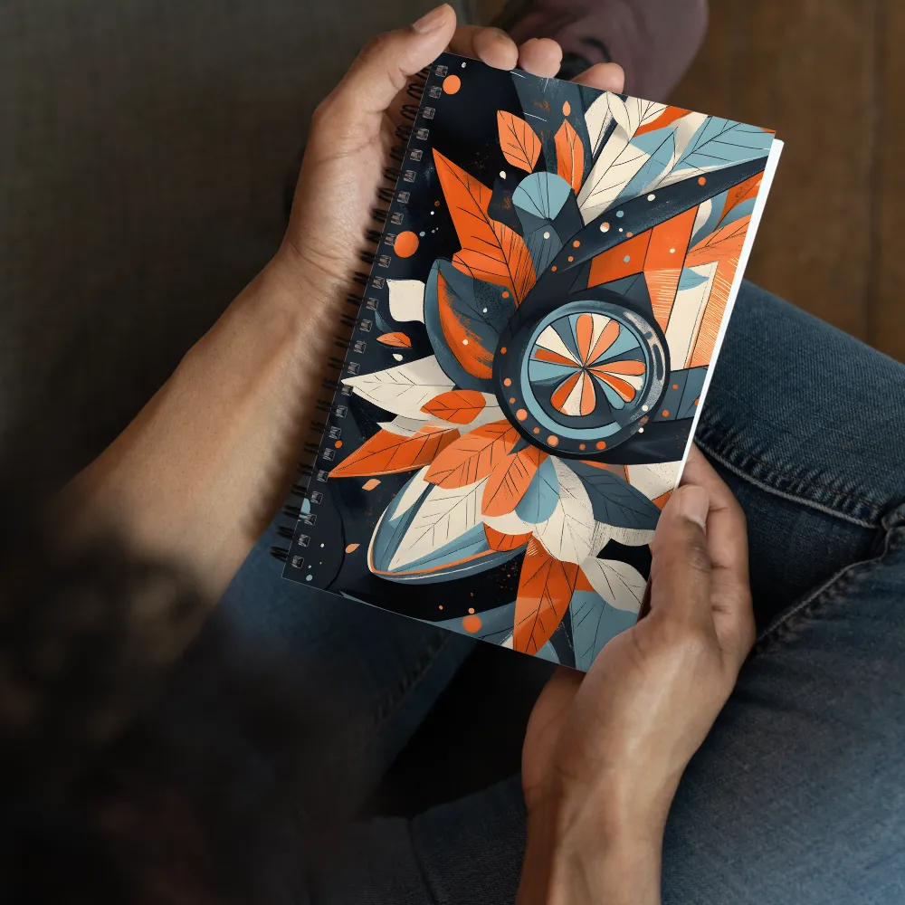 Floral Symphony in Orange and Teal | Spiral Notebook