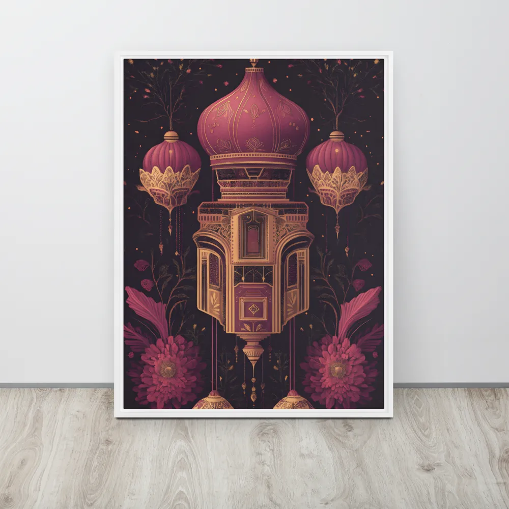 Ornate Harmony: A Digital Floral Architecture | Canvas with White Frame | 24″×32″