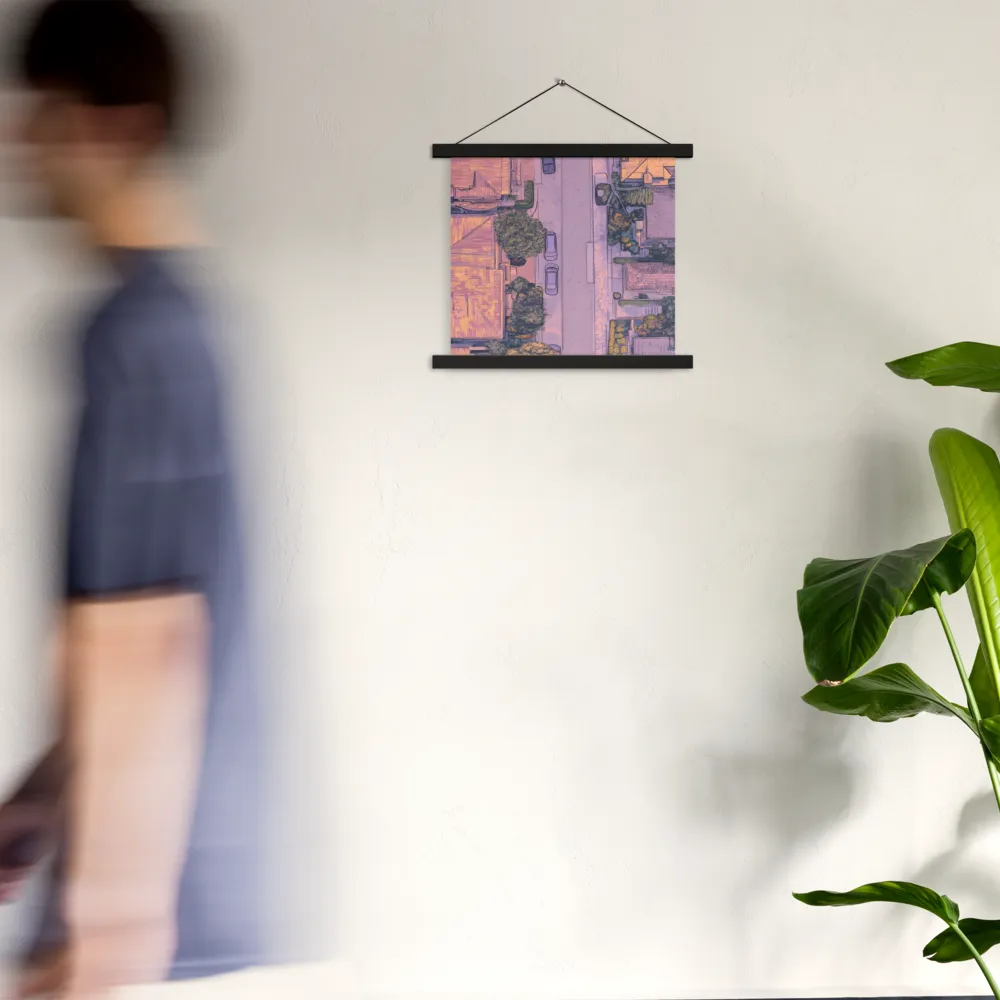 Aerial Serenity: Suburban Oasis | Poster With Black Wood Hanger | 14″×14″