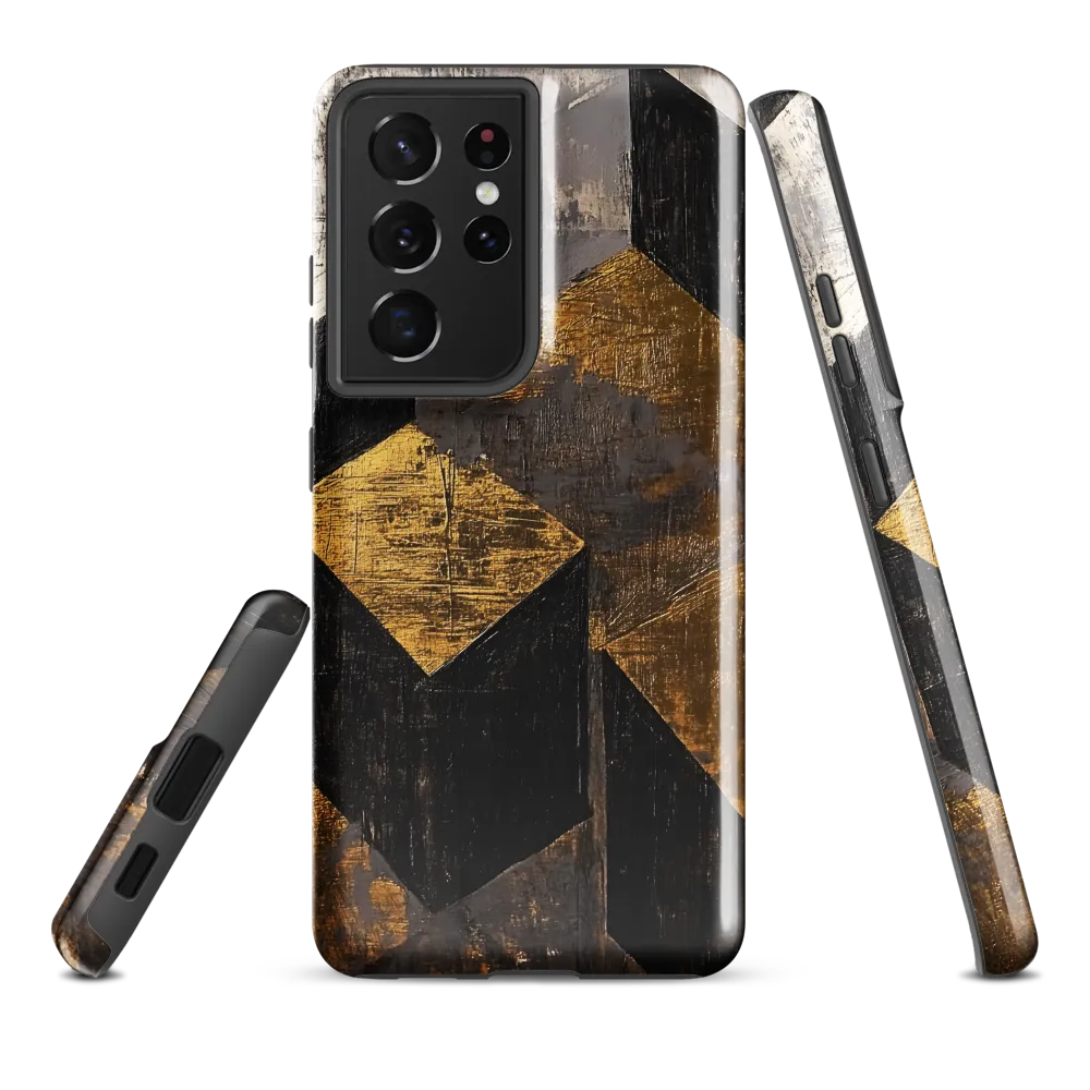 Geometric Harmony in Gold and Black | Phone Case |  S21 Ultra | Tough Case | Glossy