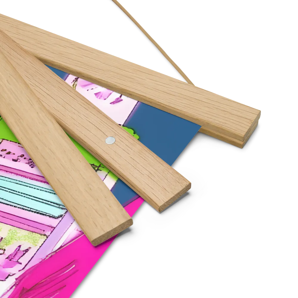 Futuristic Cityscape with Floating Structures | Poster With Oak Wood Hanger | 18″×18″