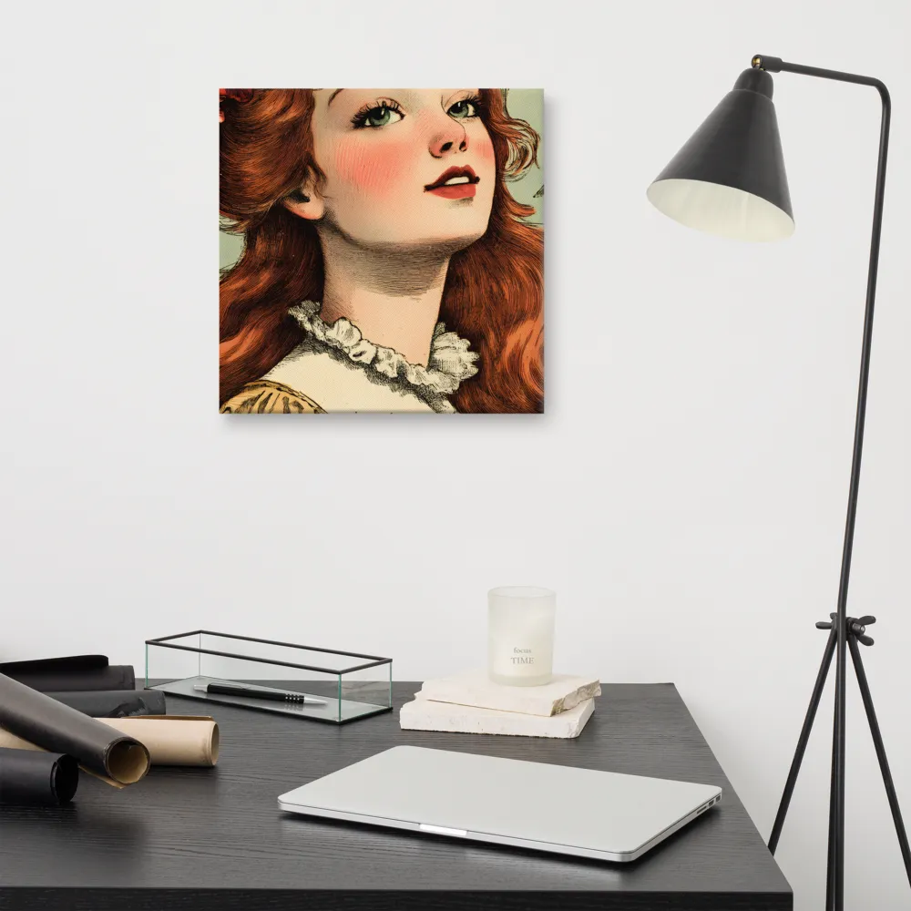 Whimsical Portrait of a Flower-Adorned Girl | Canvas | 16″×16″