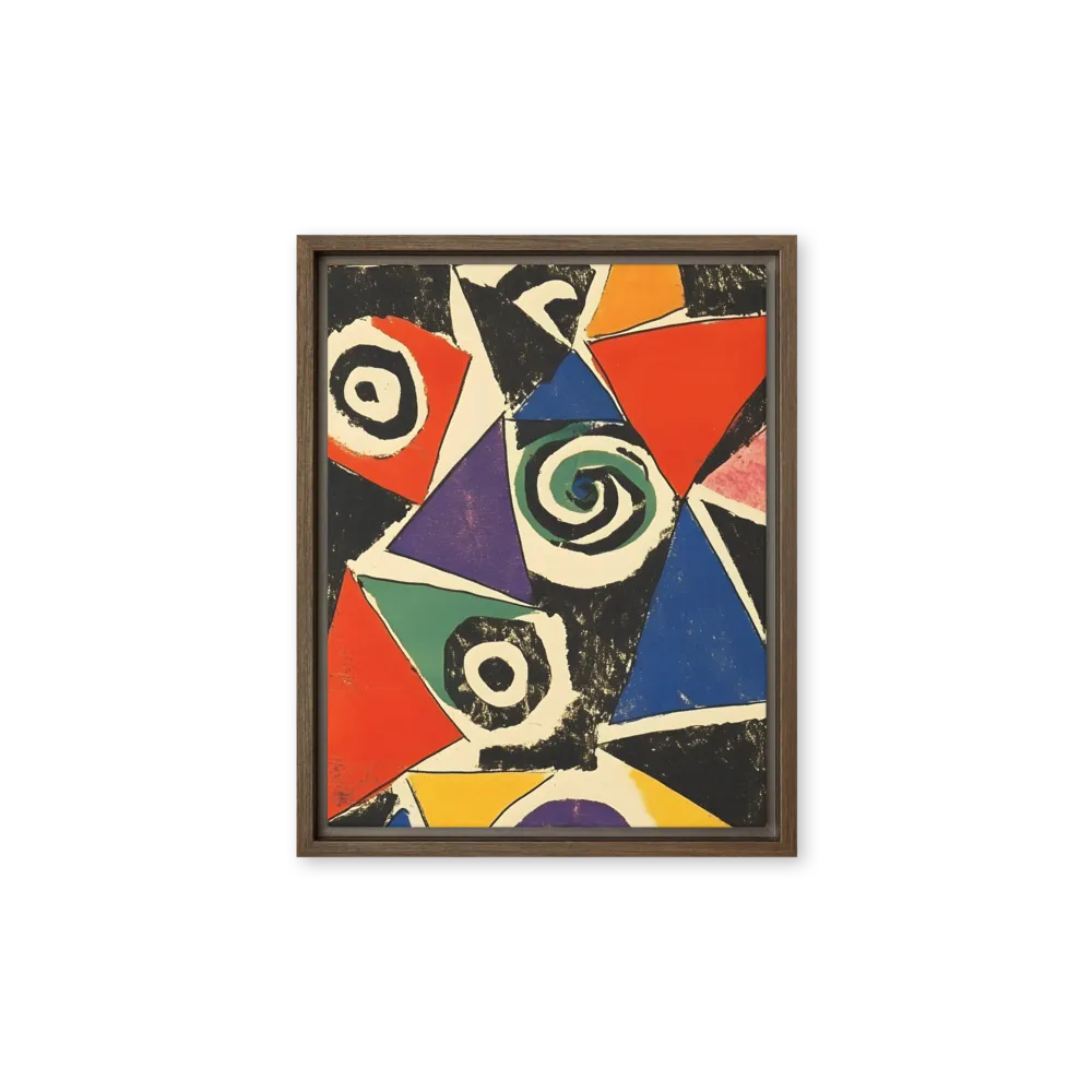 Dynamic Geometric Abstraction | Canvas with Brown Frame | 11″×14″