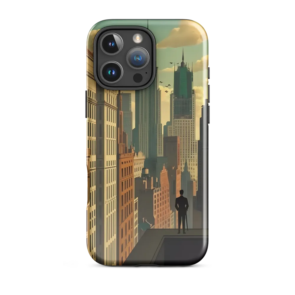 Urban Dreams: A Silhouette in Art Deco Cityscape