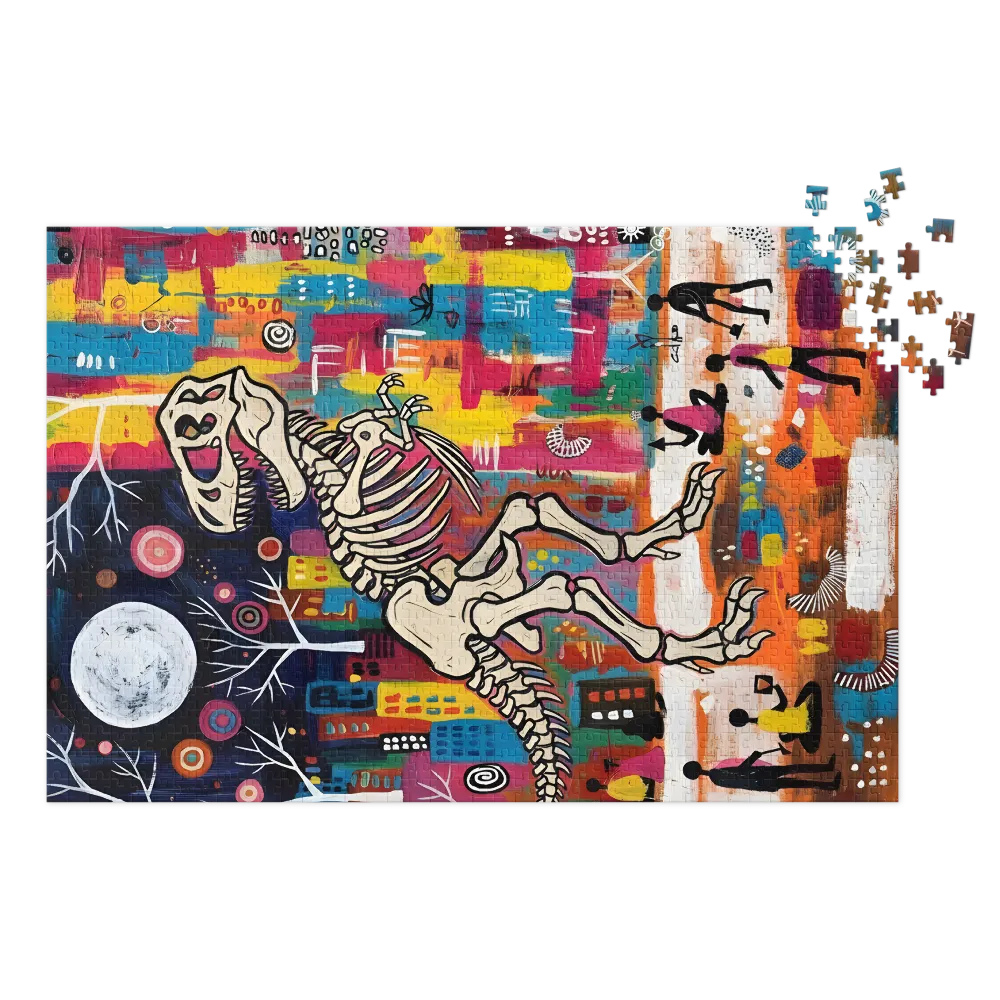 Naive Dino City Night 
 Jigsaw Puzzle in Tin Box