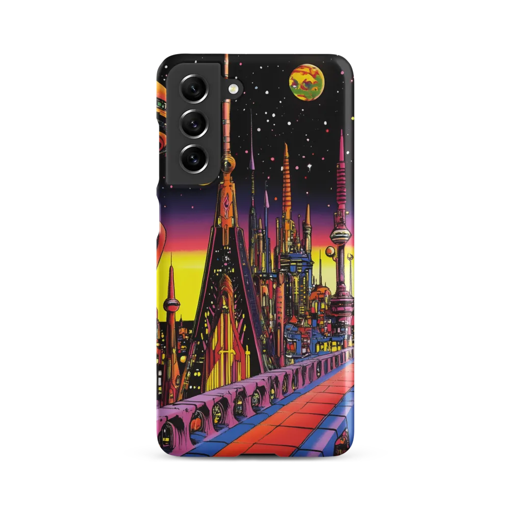 Futuristic Cosmos: A Journey Through Neon Cities | Phone Case |  S21 FE | Snap Case | Matte