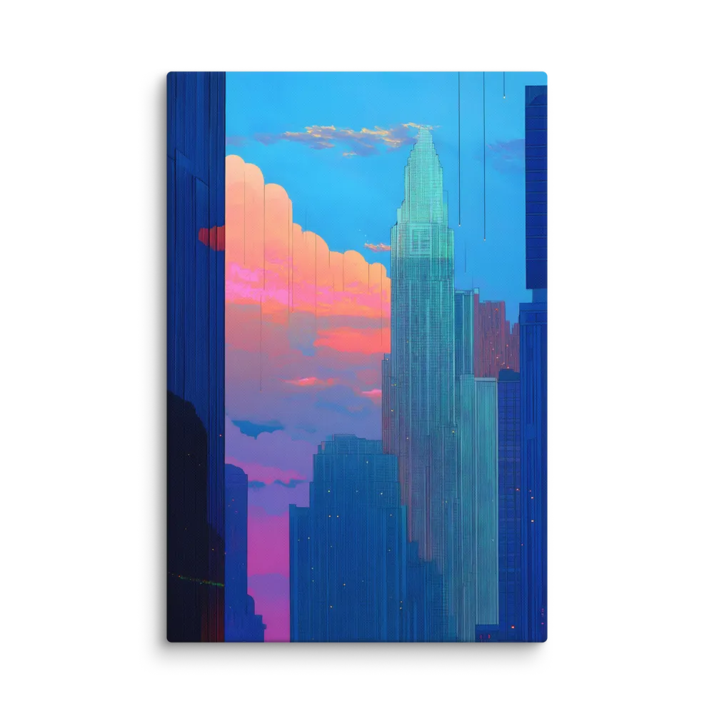 Twilight Reflections: A Digital Cityscape | Canvas | 32″×48″