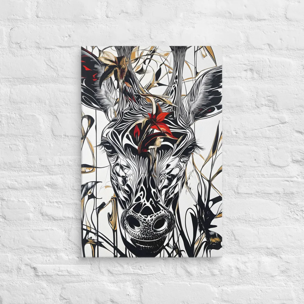 Floral Elegance: The Giraffe's Portrait | Canvas | 16″×24″