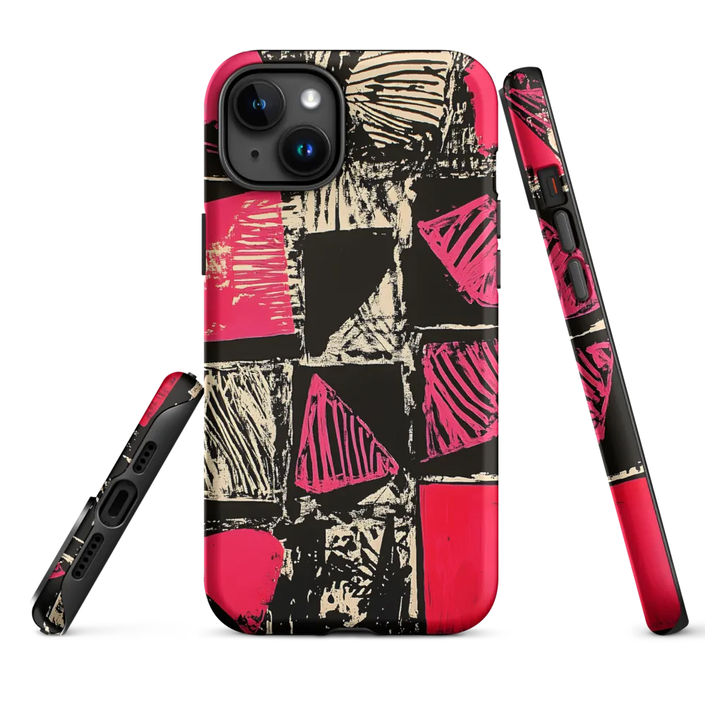 Geometric Symphony in Pink and Black