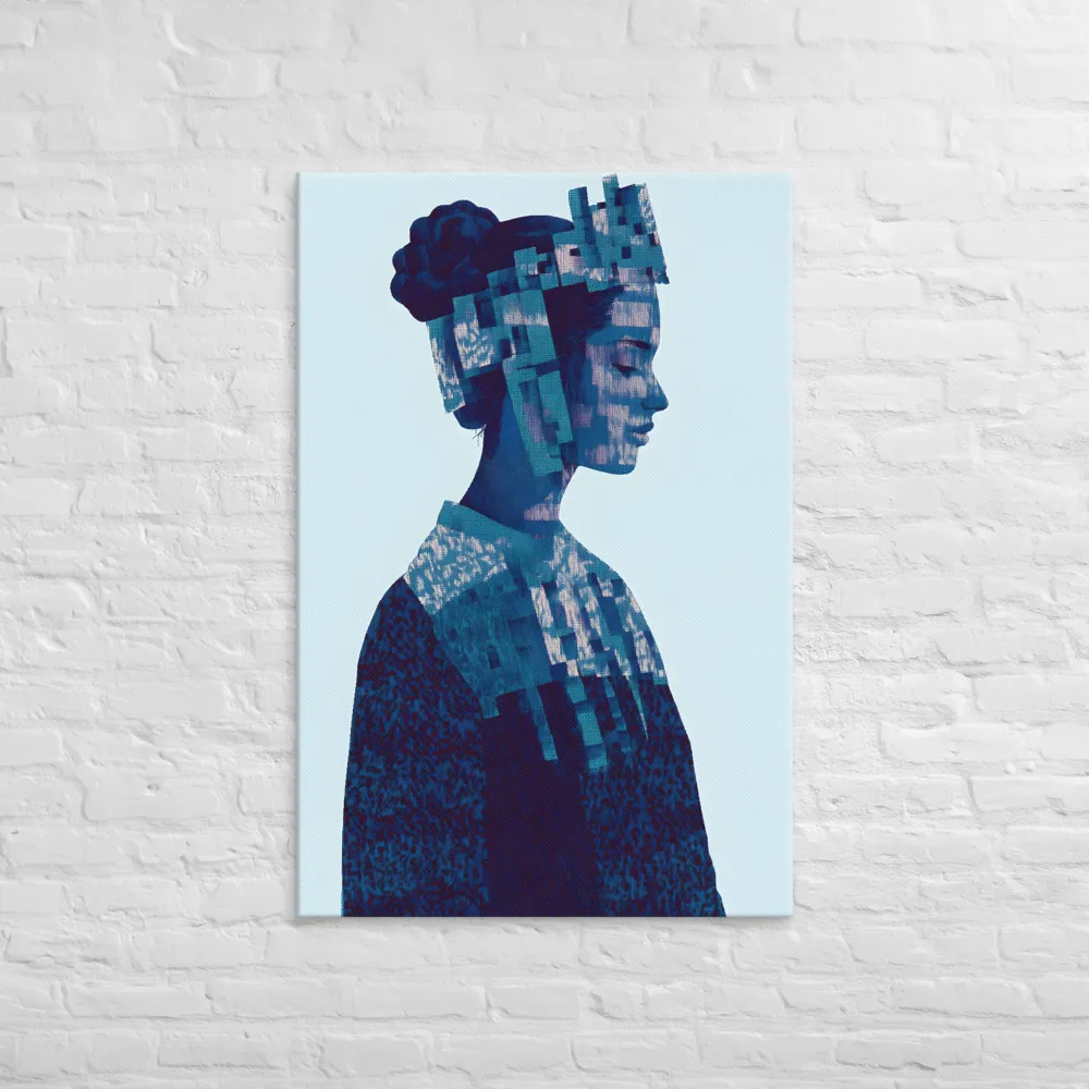 Digital Portrait in Abstract Blue | Canvas | 32″×48″