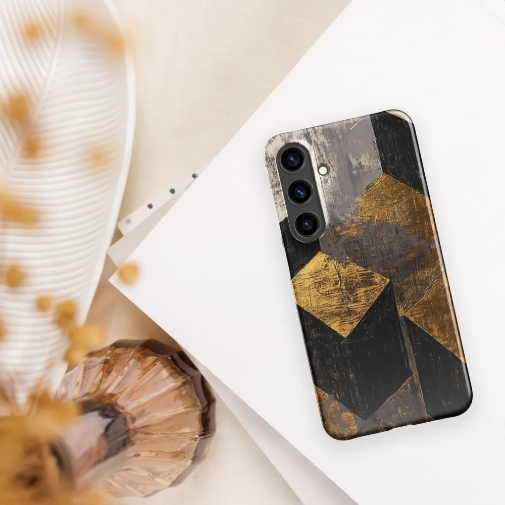 Geometric Harmony in Gold and Black | Phone Case |  S24 Plus | Snap Case | Glossy