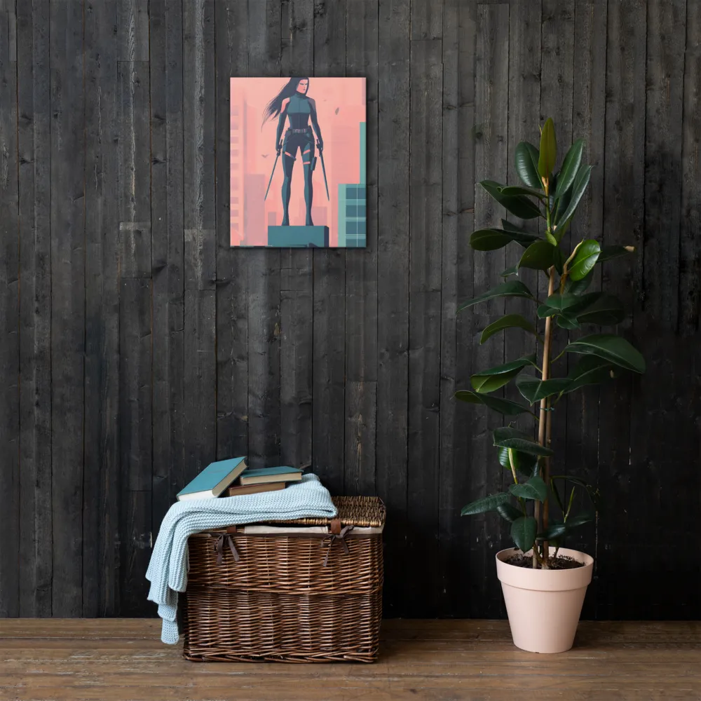 Urban Sentinel: A Warrior's Stand | Thin Canvas | 16″×20″