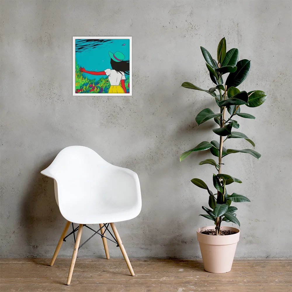 Whimsical Encounter | Poster with White Frame | 16″×16″