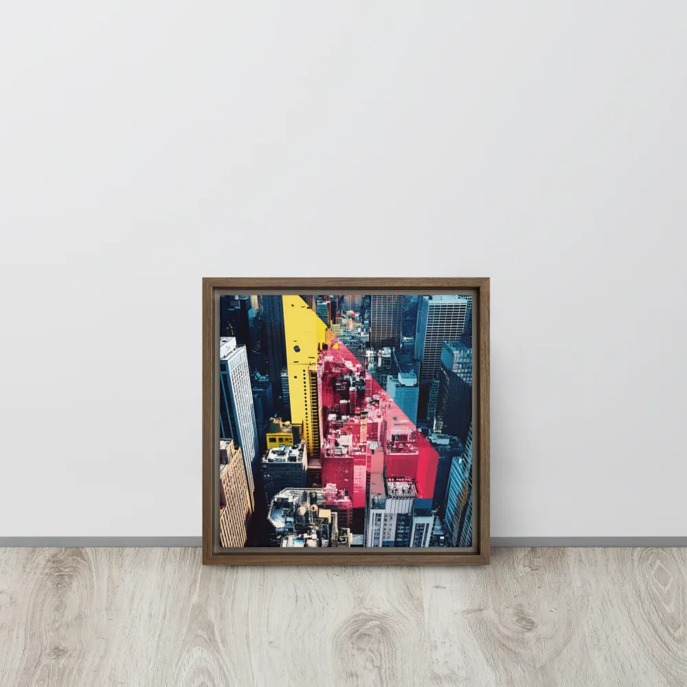 Dynamic Urban Symphony | Canvas with Brown Frame | 12″×12″