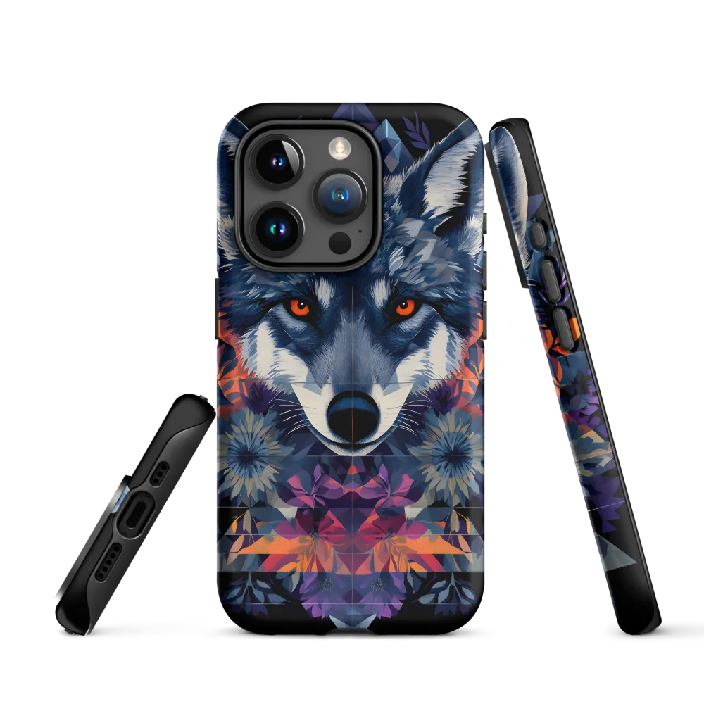 Mystical Wolf Amidst Floral Geometry
