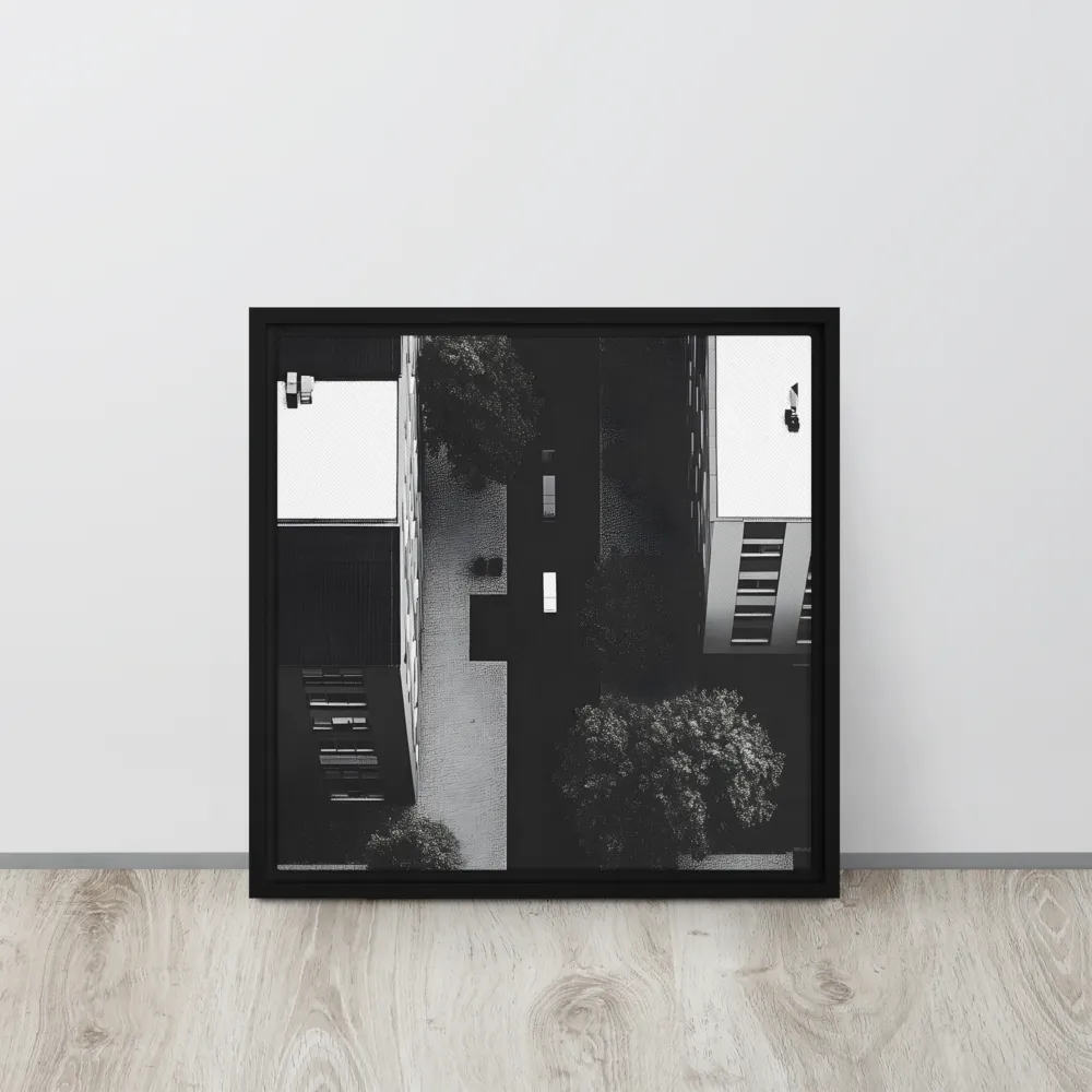 Urban Serenity from Above | Canvas with Black Frame | 16″×16″