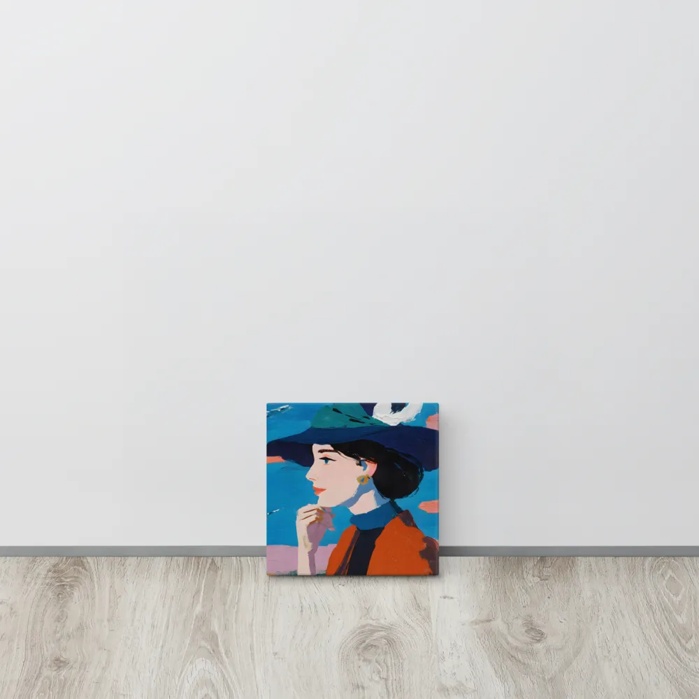 Woman in Blue Hat 
 Canvas | 8″x 8″