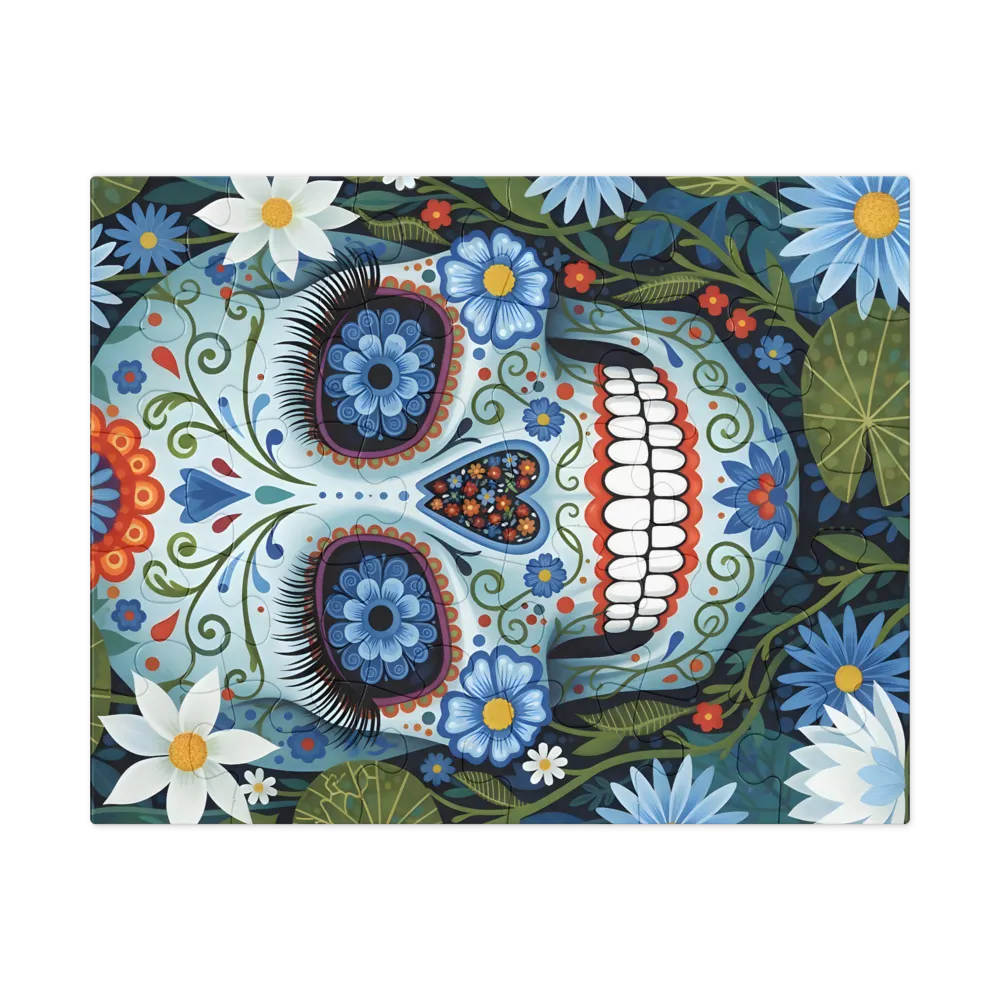 Botanical Sugar Skull 
 Jigsaw Puzzle in Tin Box