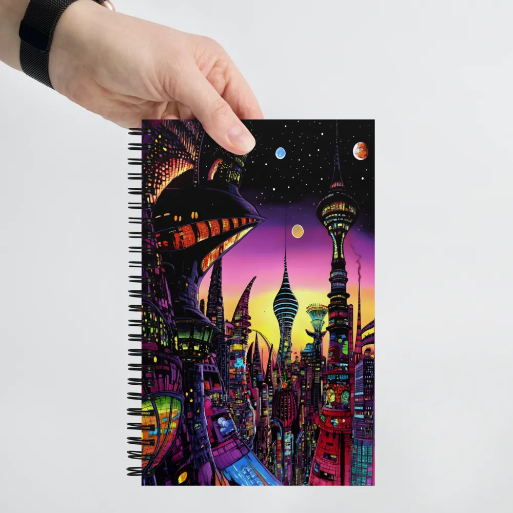 Futuristic Cityscape at Dusk | Spiral Notebook