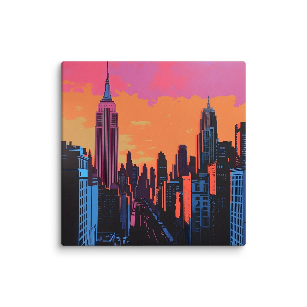 Sunset Over Skyscrapers | Canvas | 32″×32″