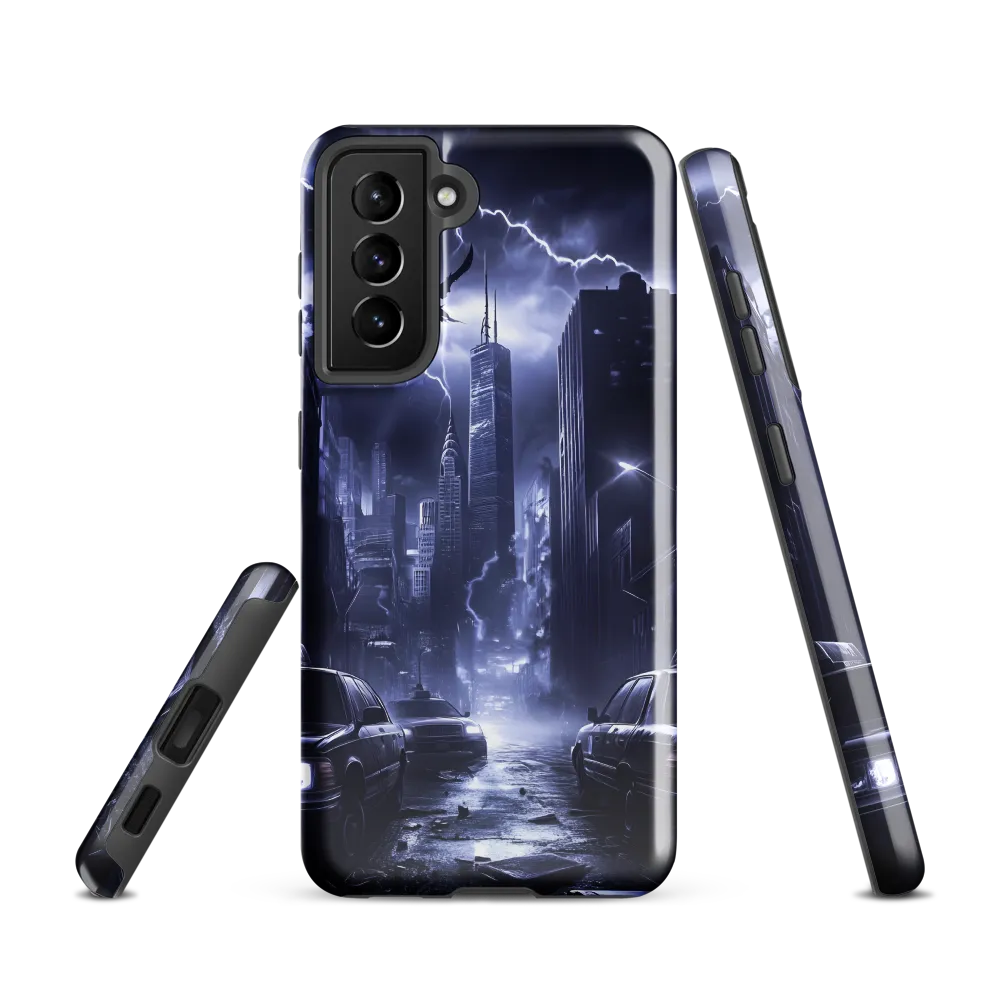 Stormy Cityscape: Shadows of the Night | Phone Case |  S21 | Tough Case | Glossy