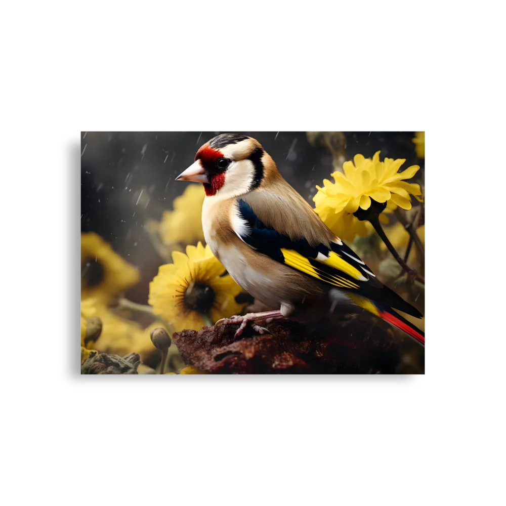 Harmony in Nature: A Goldfinch Amidst Blooms