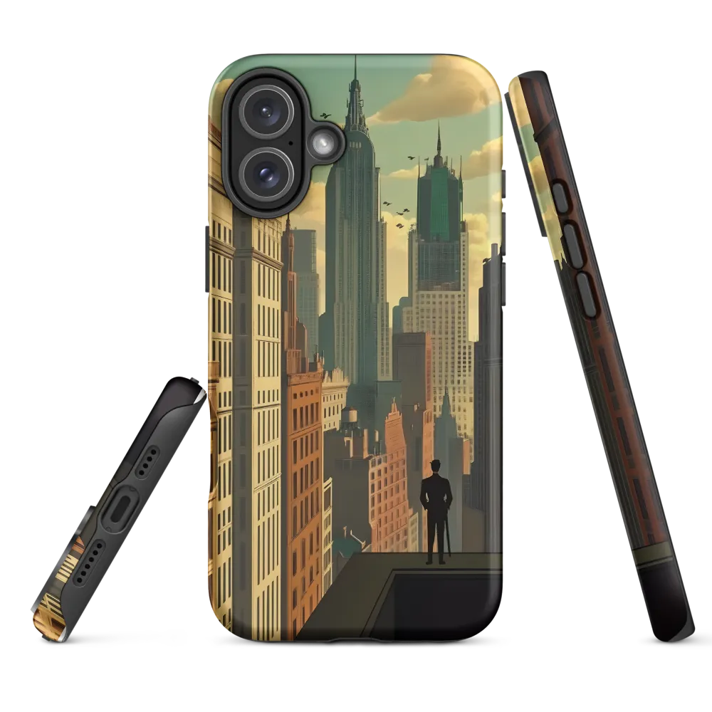 Urban Dreams: A Silhouette in Art Deco Cityscape