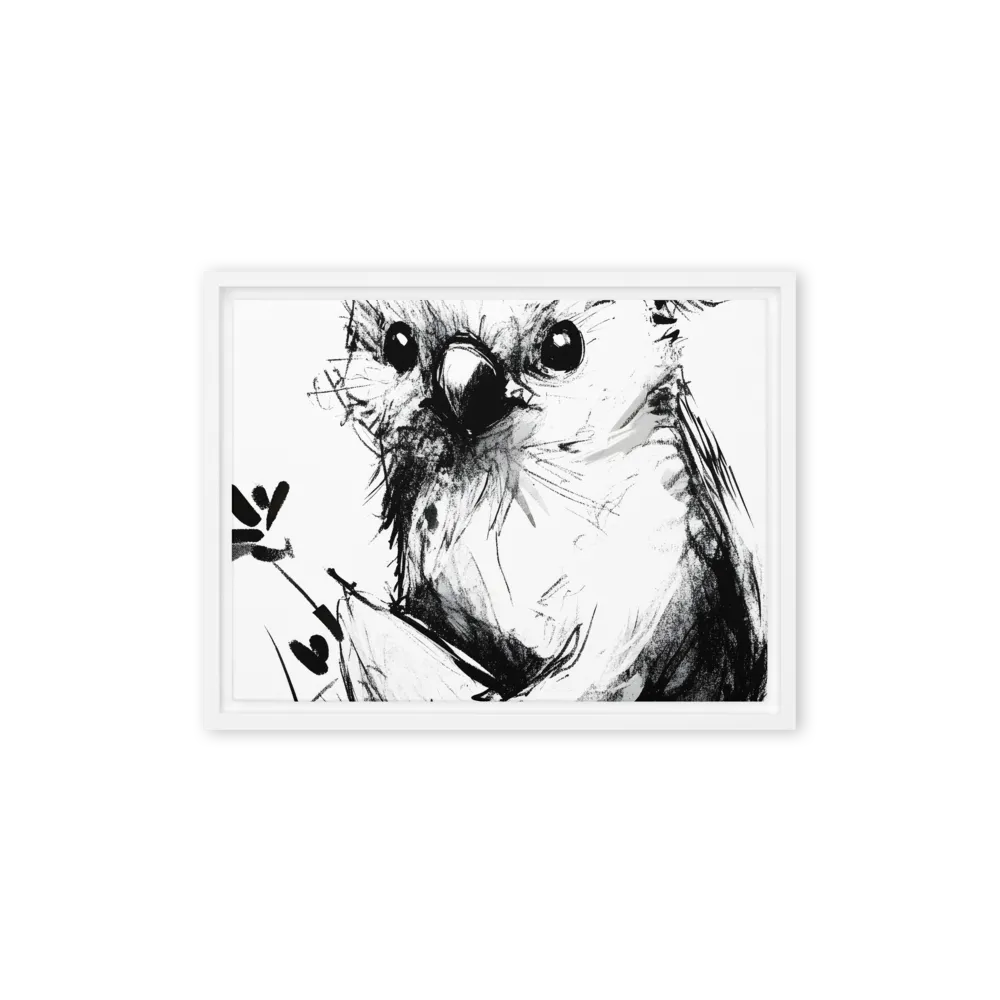 Whimsical Koala in Ink | Canvas with White Frame | 12″×16″