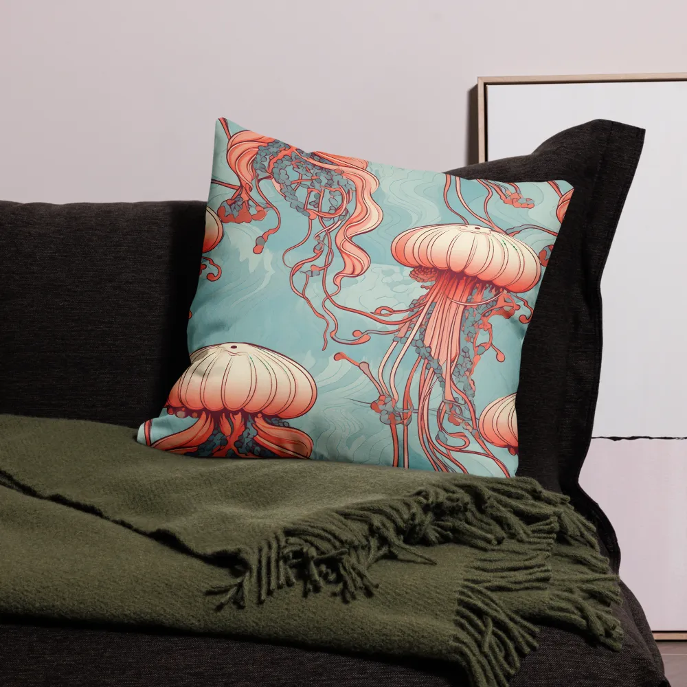 Ethereal Dance of Jellyfish | Pillow | 22″×22″