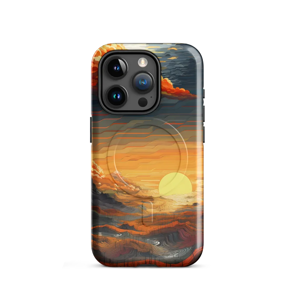 Ethereal Sunset: A Serene Landscape in Flowing Forms | Phone Case |  15 Pro | MagSafe® Tough Case | Glossy