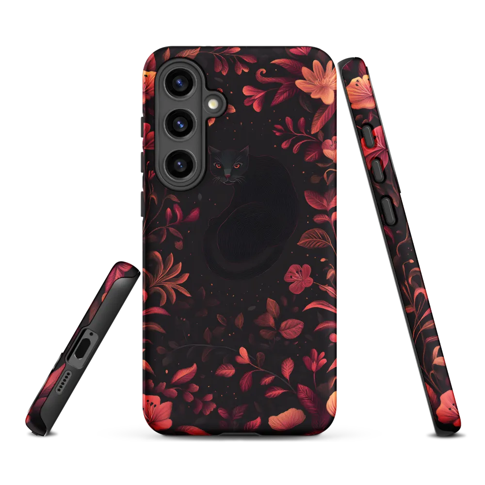 Nocturne in Coral: The Watchful Cat