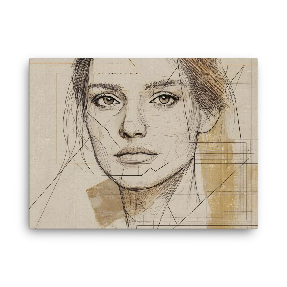 Geometric Elegance: A Modern Portrait | Thin Canvas | 18″×24″