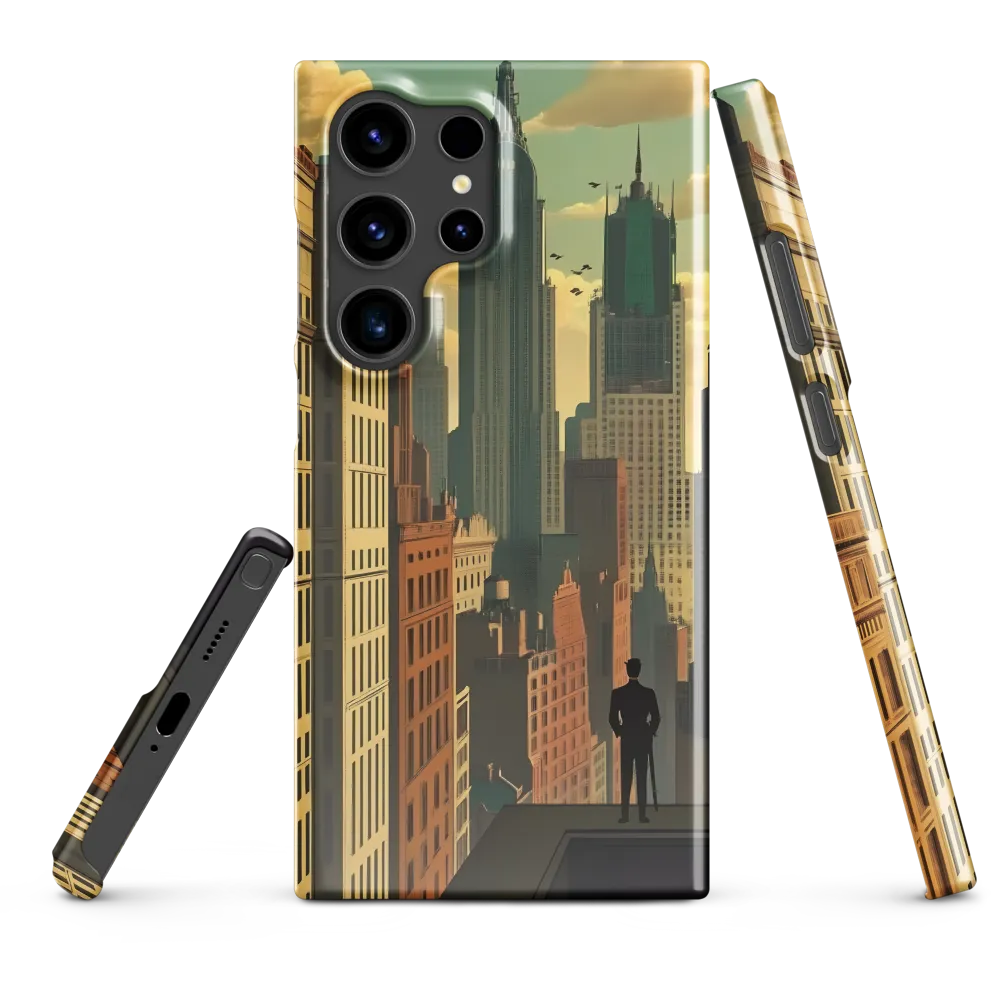 Urban Dreams: A Silhouette in Art Deco Cityscape