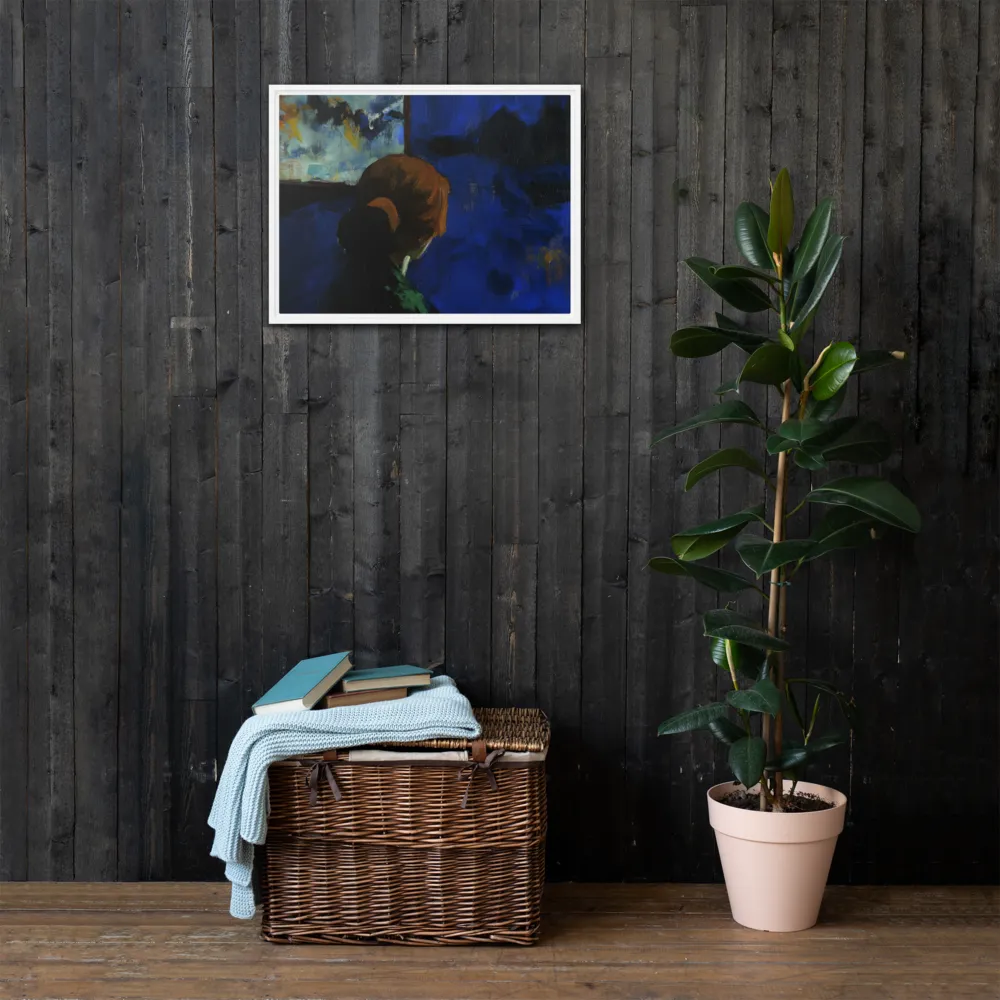Contemplation Under the Night Sky | Canvas with White Frame | 18″×24″