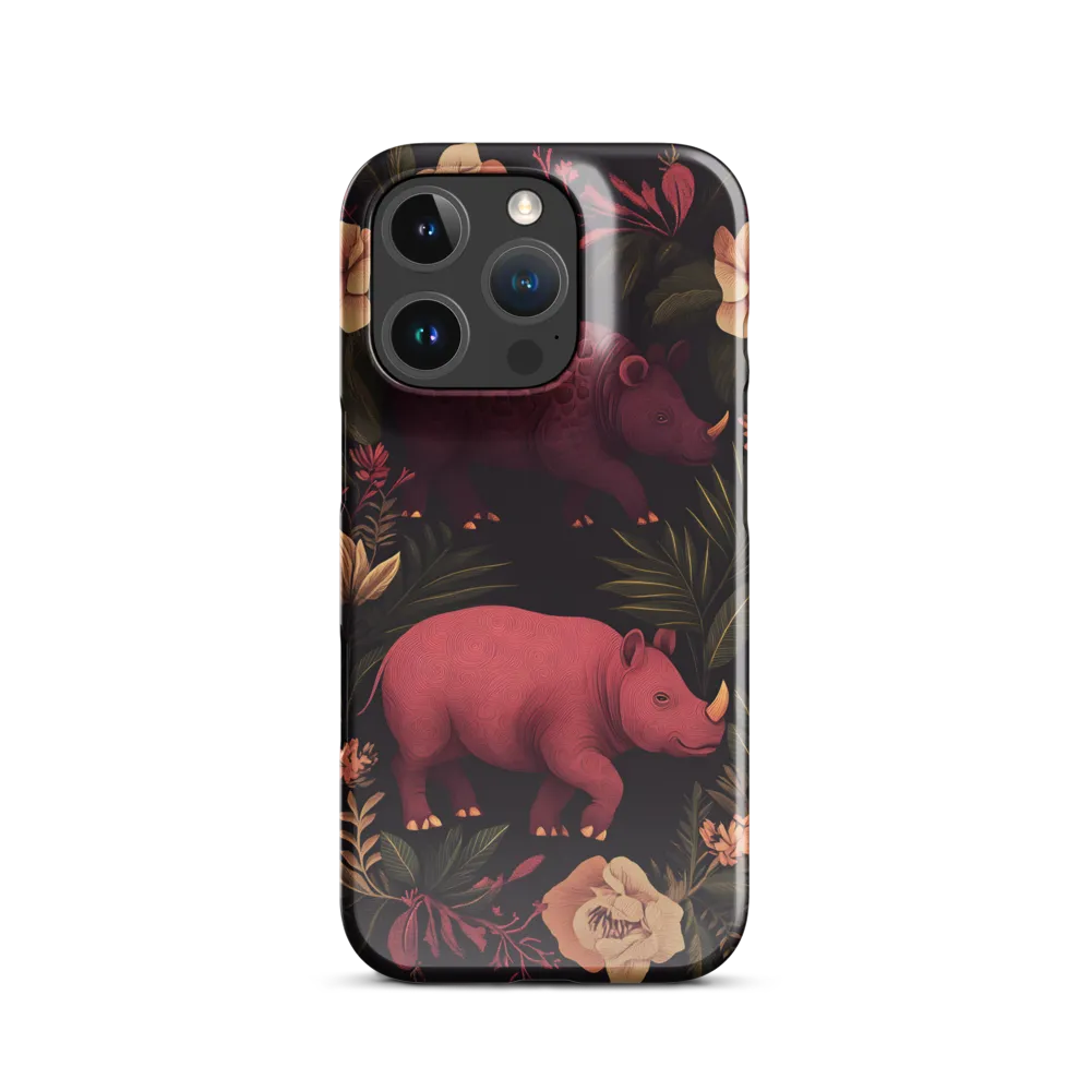 Rhinos in Floral Embrace
