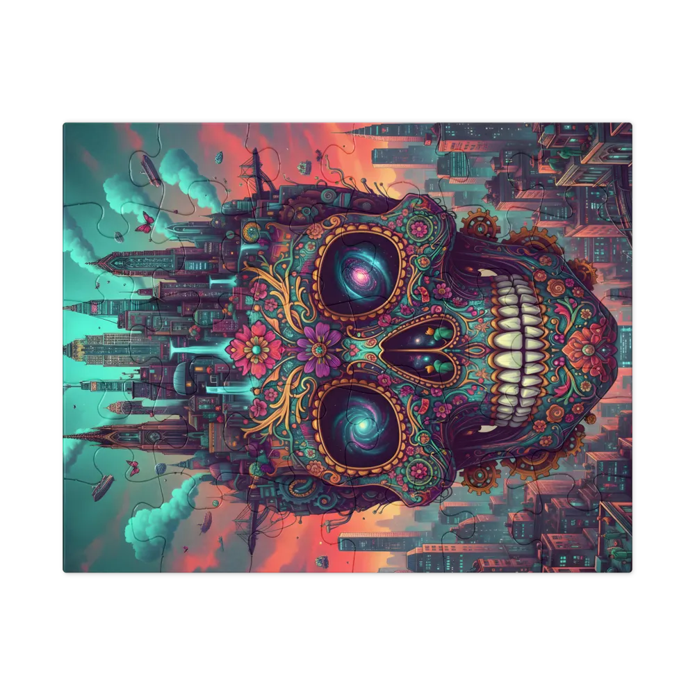 Metropolitan Sugar Skull 
 Jigsaw Puzzle in Tin Box