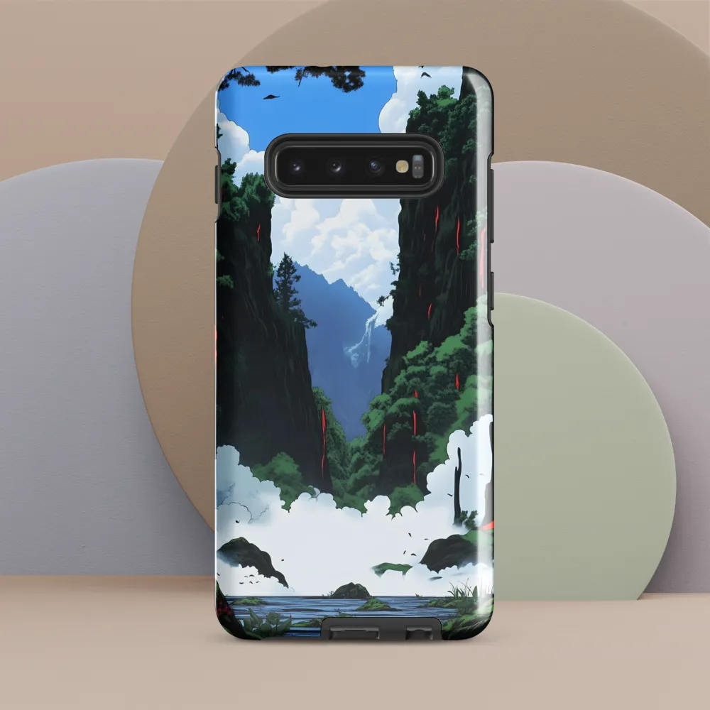 Ethereal Cascade: A Journey Through Verdant Realms | Phone Case |  S10 Plus | Tough Case | Glossy