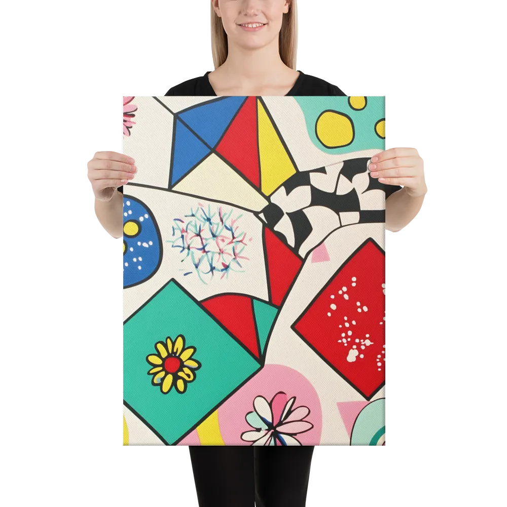 Joyful Geometry: A Playful Dance of Shapes and Colors | Canvas | 18″×24″