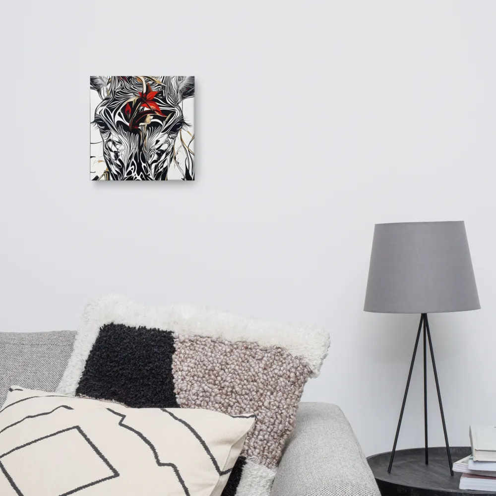 Floral Elegance: The Giraffe's Portrait | Canvas | 12″×12″