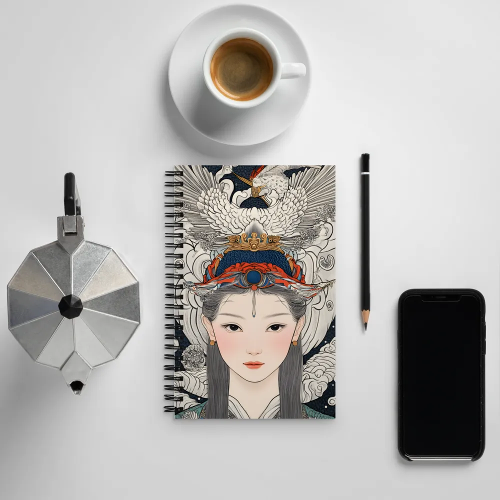 Serenity in Myth: A Traditional Portrait | Spiral Notebook