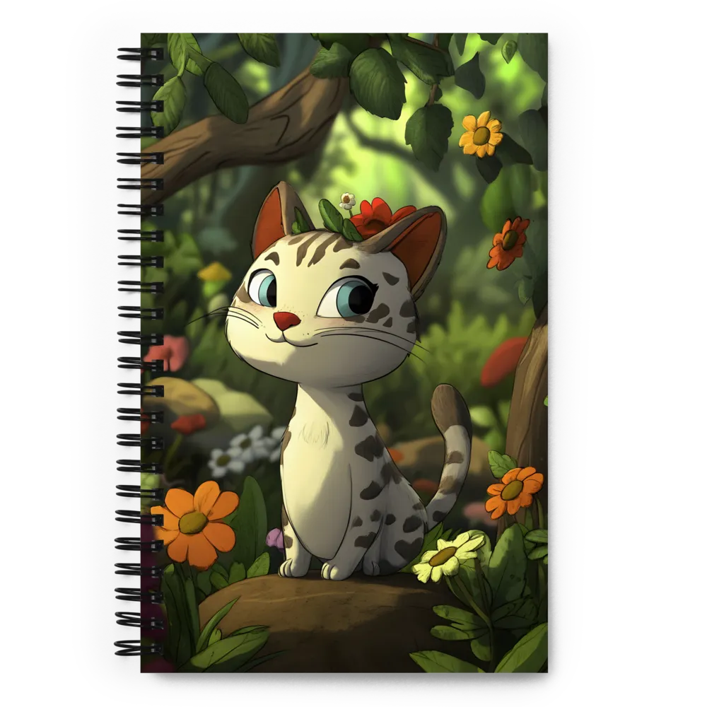 Whimsical Forest Cat | Spiral Notebook